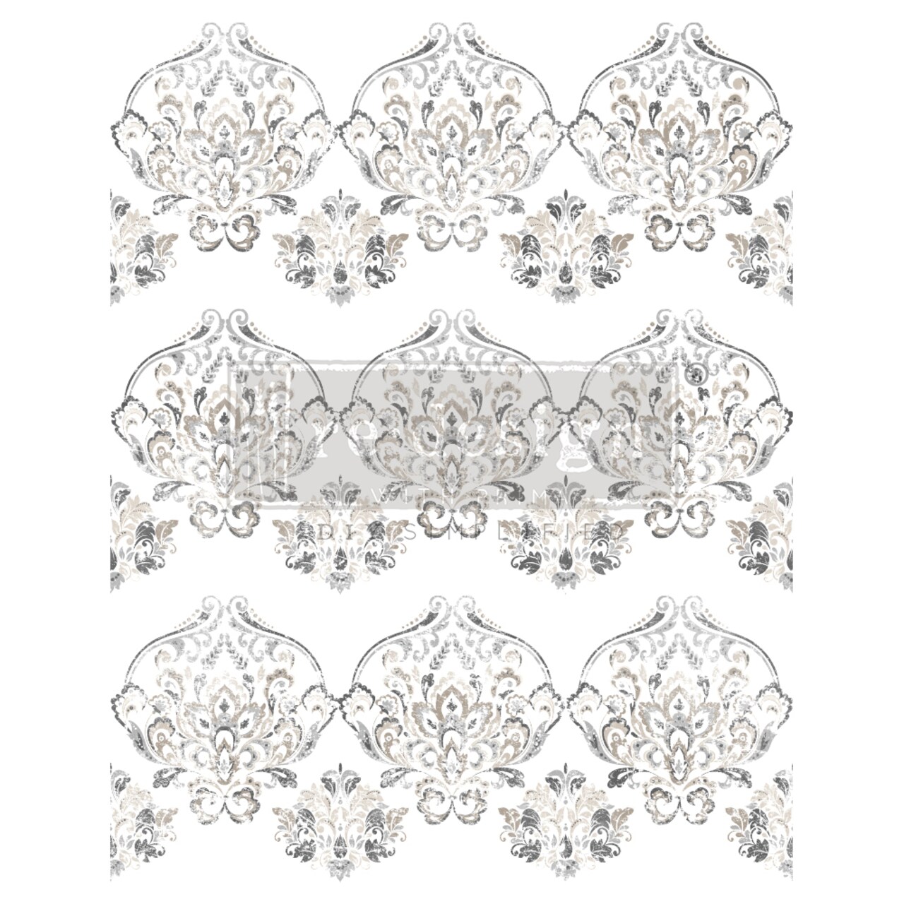 Decor Transfers® - Antique Damask - total sheet size 24"x35", cut into 3 sheets